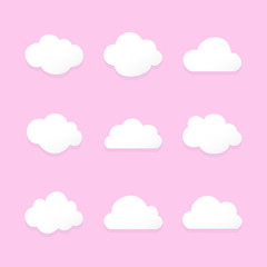 Seamless vector pattern white clouds on pink.