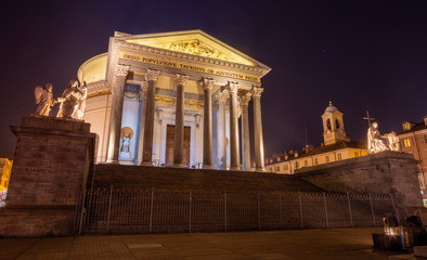 Turin - The church Chiesa della San Madre di Dio at the night.