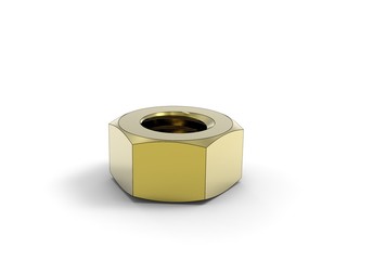 3d illustration of hex nut isolted