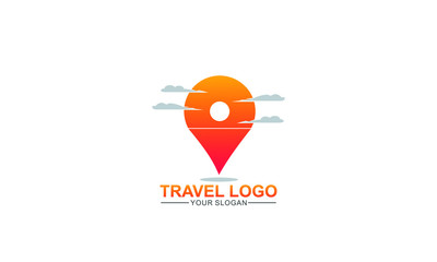 simple creative Travel Logo design Template icon. Sunset and point or locator Image. Vector Illustrator Eps.10