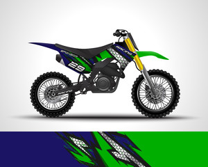 Obraz premium Racing motorcycle wrap decal and vinyl sticker design. Concept graphic abstract background for wrapping vehicles, motorsports, Sportbikes, motocross, supermoto and livery. Vector illustration.