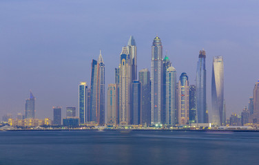 Fototapeta na wymiar Dubai - The evening Marina towers.