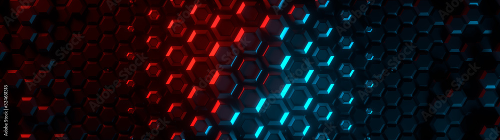 Poster abstract bright creative wide background. modern clean minimalistic design. hexagonal geometric stru