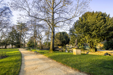 Sunrise over Blossac park in Poitiers 
