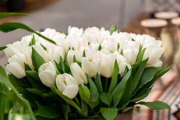 White large bouquet of tulips