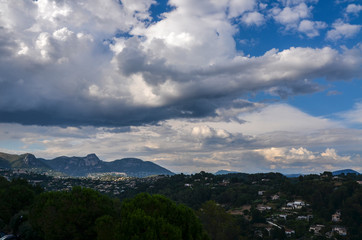 Beautiful panorama hill landscape near the village Saint-Paul-de-Vence , Provence, South France.