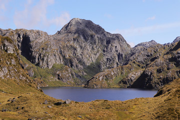 Naklejka premium Lake Harris, about halfway through the world famous Routeburn Track in New Zealand