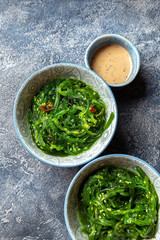 Chuka wakame, seaweed japanese salad with nuts sauce.