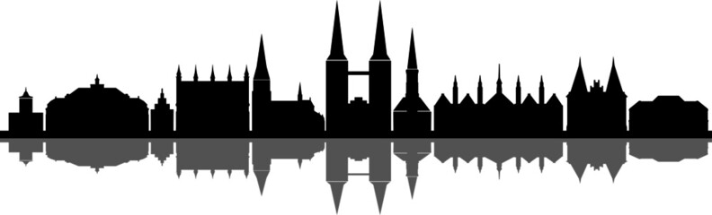 Obraz premium Lübeck City Skyline Outline Silhouette Vector