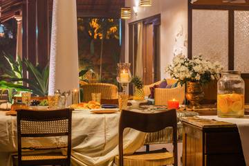 Interior of resort with chairs and table