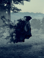 Dark figure melts away as it floats 