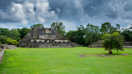 Fototapeta na wymiar the ancient ruins of the Mayan city of Altun Ha in Belize, Central America
