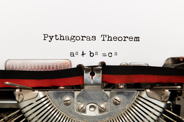 Pythagoras theorem written on paper with typewriter - obrazy, fototapety, plakaty