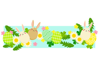 イースターエッグとうさぎのイラスト