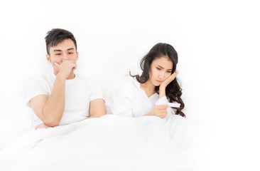 couple asian feeling serious after asian female use pregnancy test, they feeling not ready to wedding, contraceptive problem