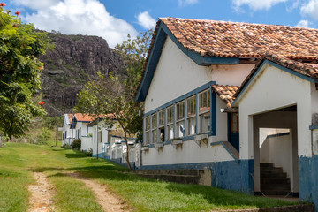 Fototapeta na wymiar Historic houses of Vila do Biribiri near the city of Diamantina, Minas Gerais, Brazil