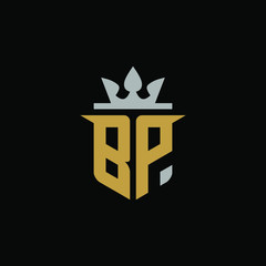 Initial Letter BP Shield King Logo Design