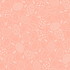 Easter seamless pattern with eggs on a pink background. 