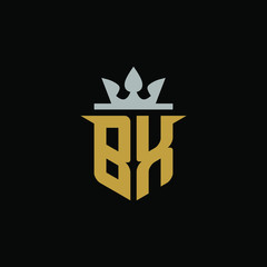 Initial Letter BX Shield King Logo Design