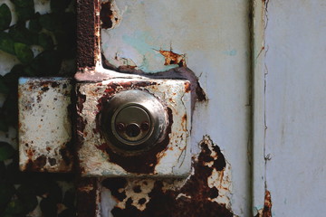 Abstract Minimalist Architecture,rusty metal door and lock,conceptual background