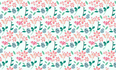 Modern Easter egg pattern background, with leaf and flower design.