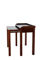 Retractable compact modern table made of wood.