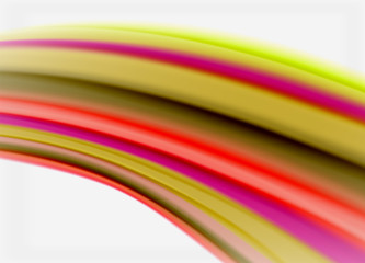 Wave lines abstract background, smooth silk design with rainbow style colors. Liquid fluid color waves. Vector Illustration