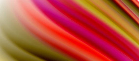 Wave lines abstract background, smooth silk design with rainbow style colors. Liquid fluid color waves. Vector Illustration