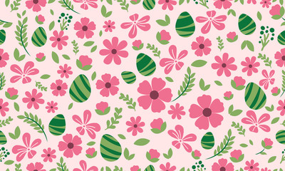 Easter pattern background, with simple leaf and flower drawing.