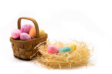 Easter eggs in  basket