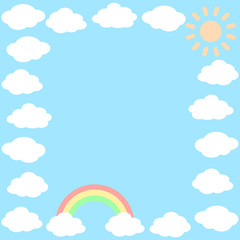 雲フレーム　正方形　太陽と虹