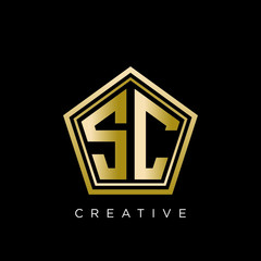 sc pentagon logo design vector icon