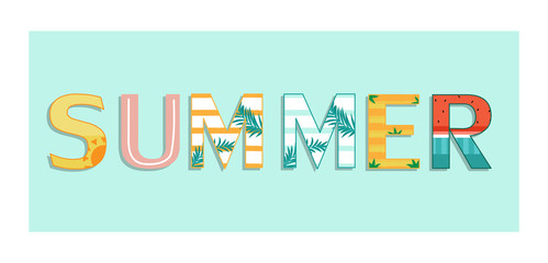 Vector of summer alphabet design for summer vacation.