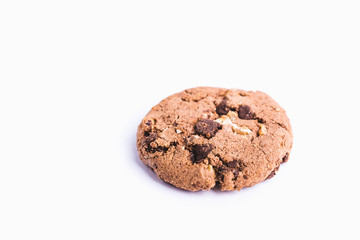 Homemade sweet chocolate chip cookie isolated on white background