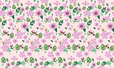 Easter egg pattern background, with vintage design of leaf and floral.