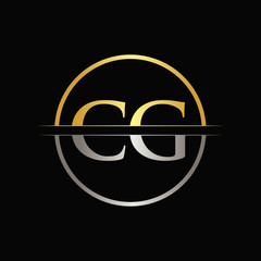 Initial Gold and Silver Color CG Letter Logo Typography Vector Template. Creative Abstract Letter CG Logo Design