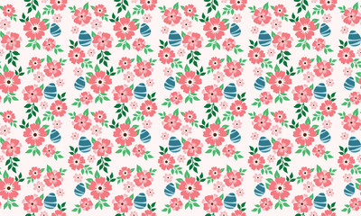 Floral pattern background for Easter, with egg and flower design.