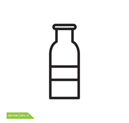 Milk bottle icon vector logo design template