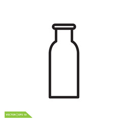 Milk bottle icon vector logo design template