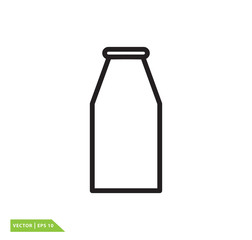 Milk bottle icon vector logo design template