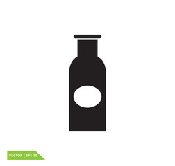 Milk bottle icon vector logo design template