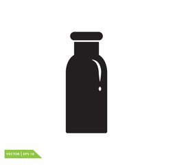 Milk bottle icon vector logo design template