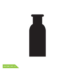 Milk bottle icon vector logo design template