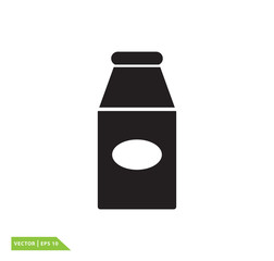 Milk bottle icon vector logo design template