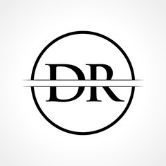 Initial DR Letter Logo Design Vector Template With Black Color. DR Logo Design