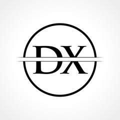 Initial DX Letter Logo Design Vector Template With Black Color. DX Logo Design