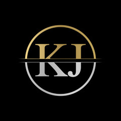 Initial KJ letter Logo Design vector Illustration. Abstract Letter KJ logo Design