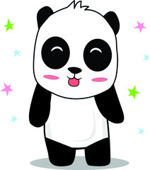  Panda cartoon illustration, cute, white background