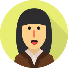 Vector flat business woman icon, isolated on the background.