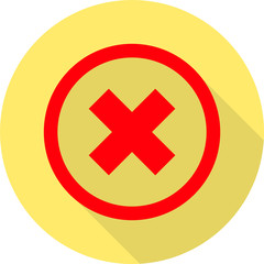 Vector flat Wrong Mark icon isolated on a yellow background.
